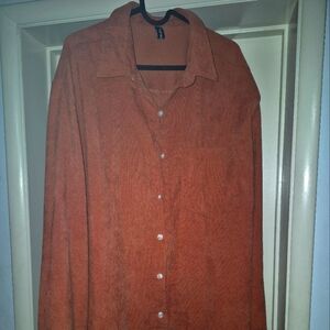 Incerun Corduroy Orange Dress Shirt 3xl